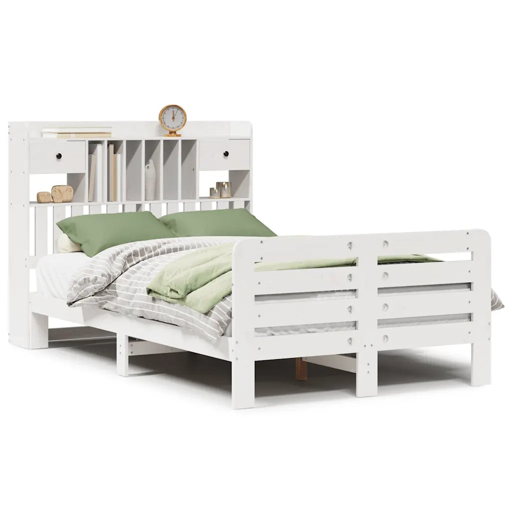 Letto Libreria senza Materasso Bianco 135x190 cm Legno di Pino 3309987