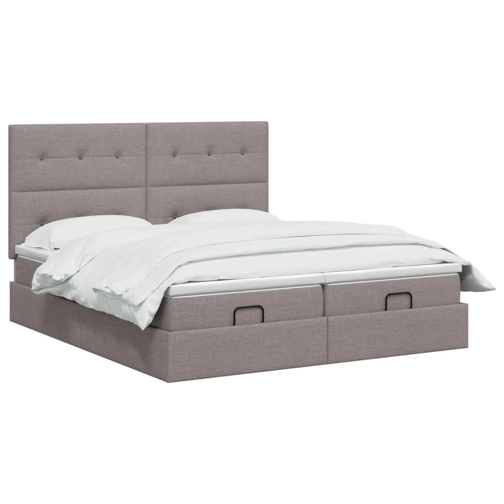 Letto Ottomano con Materasso e LED Tortora 200 x 200 cm Tessuto 3458448