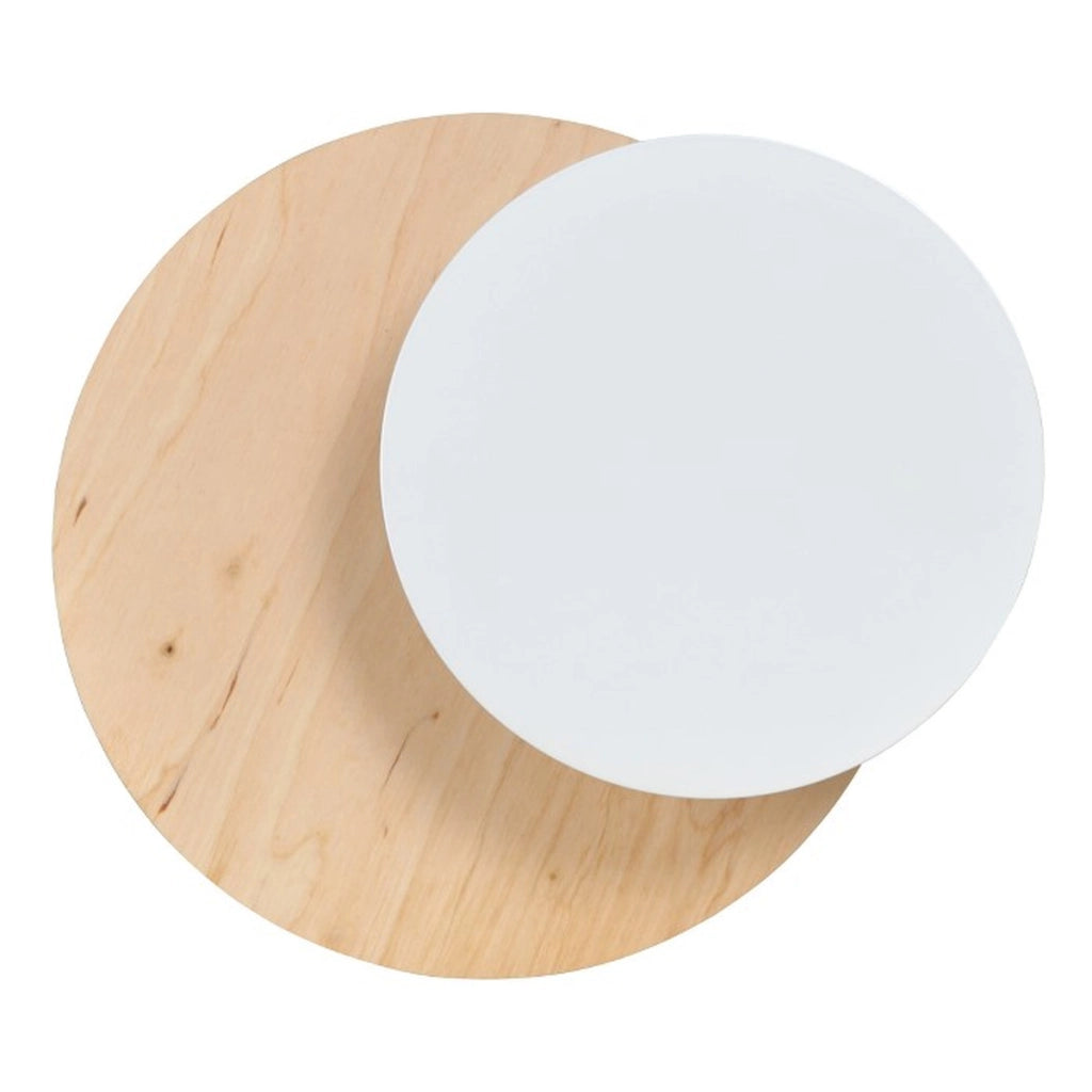 Lampada a parete Circle in acciaio bianco e legno