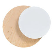 Lampada a parete Circle in acciaio bianco e legno