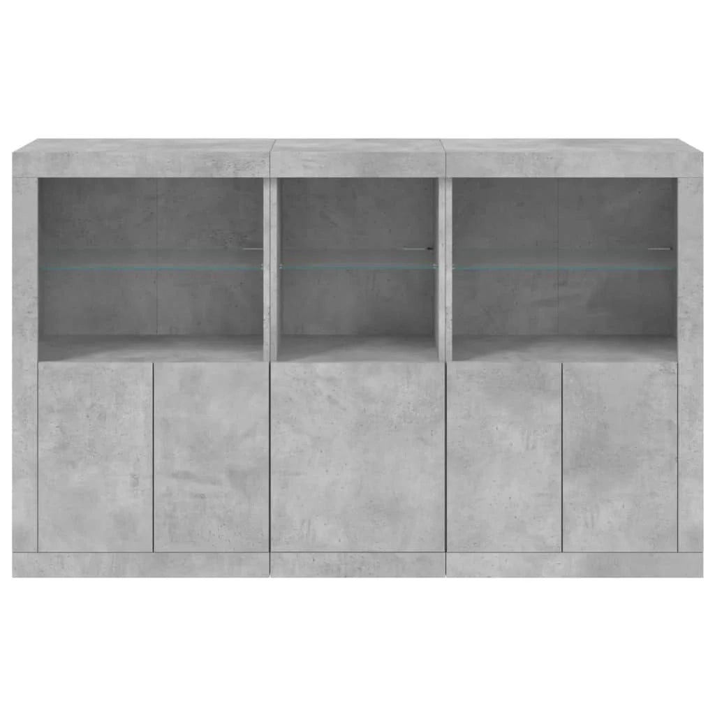 Buffet credenza cassettiera armadio mobile contenitore organizer per cucina soggiorno salotto con luci LED 162 x 37 x 100 cm grigio 02_0029978