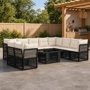 Set Divano da Giardino 11 pz Nero polyrattan 3436492