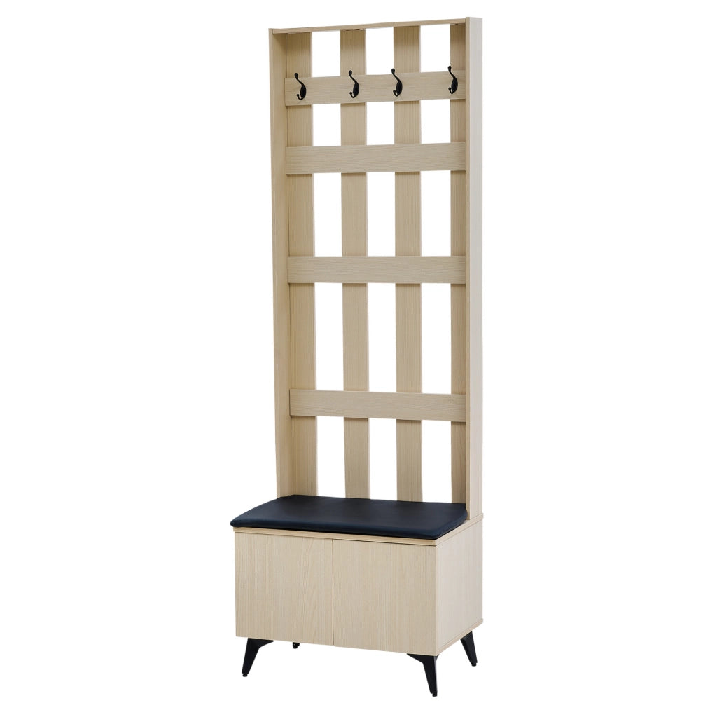 Set guardaroba con panca e credenza in MDF naturale
