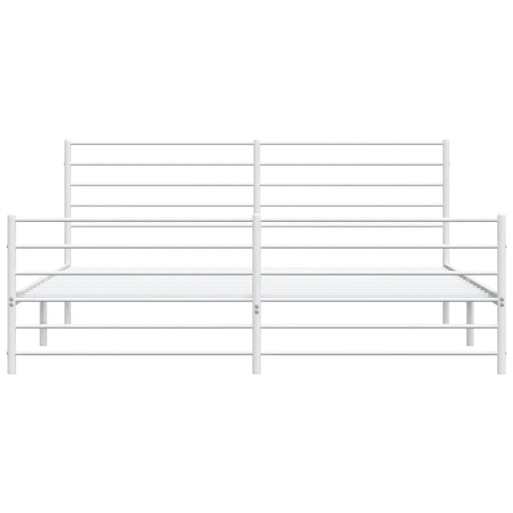 Giroletto con Testiera e Pediera-Struttura Letto Metallo Bianco 200x200 cm 203560