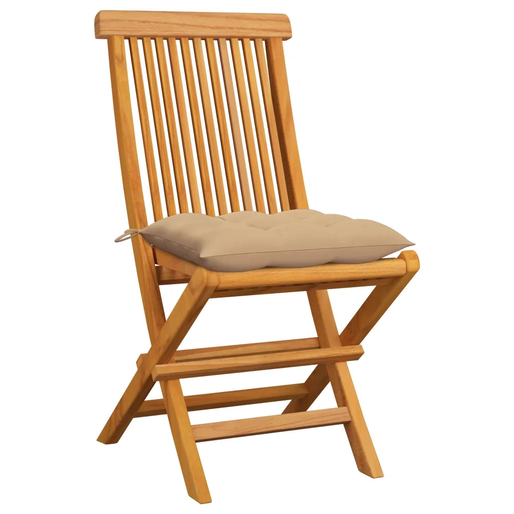 Sedie da Giardino con Cuscini Beige 6 pz in Massello di Teak 3065608