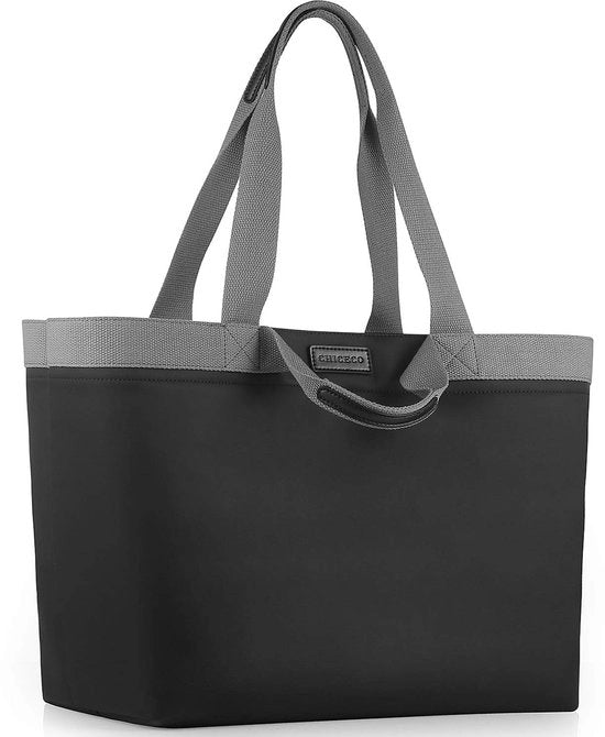 Borsa XXL grande per donne per lavoro in palestra impermeabile in nylon per spiaggia - nero-grigio