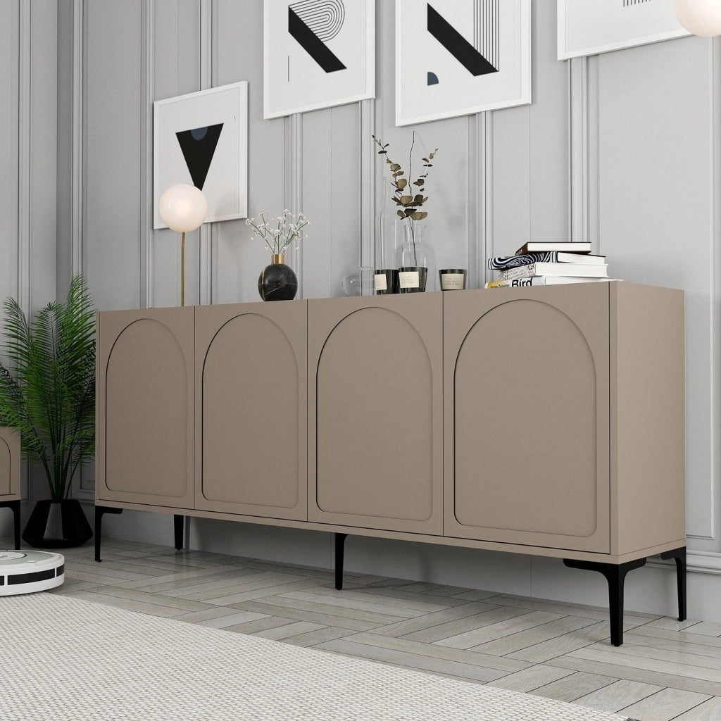 Madia Torno, Credenza 2 Ripiani, 180x35x79h cm Grigio Tortora