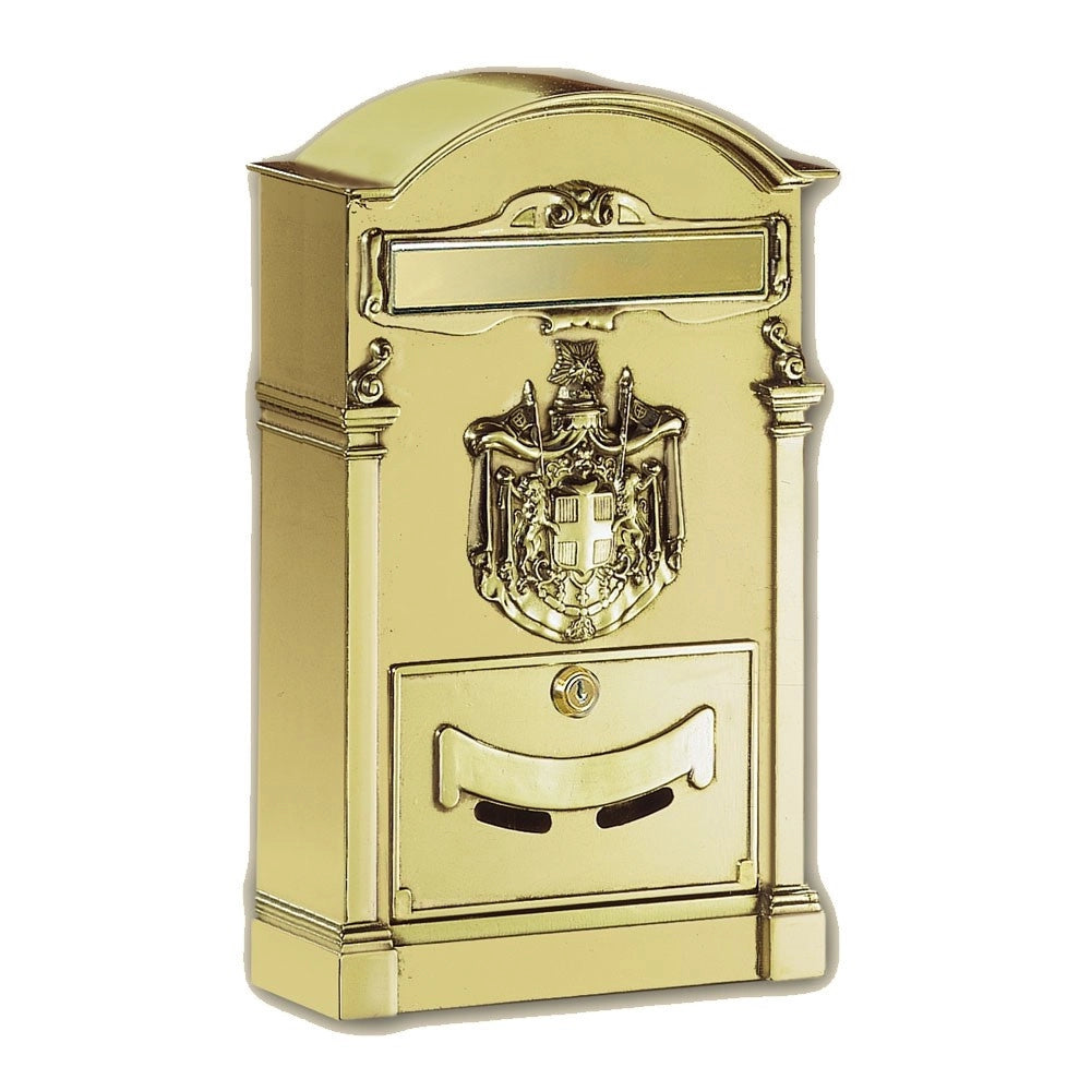 Trade Shop - Cassetta Postale Buca Lettere In Stile Antico Classico In Alluminio Verniciato - Oro