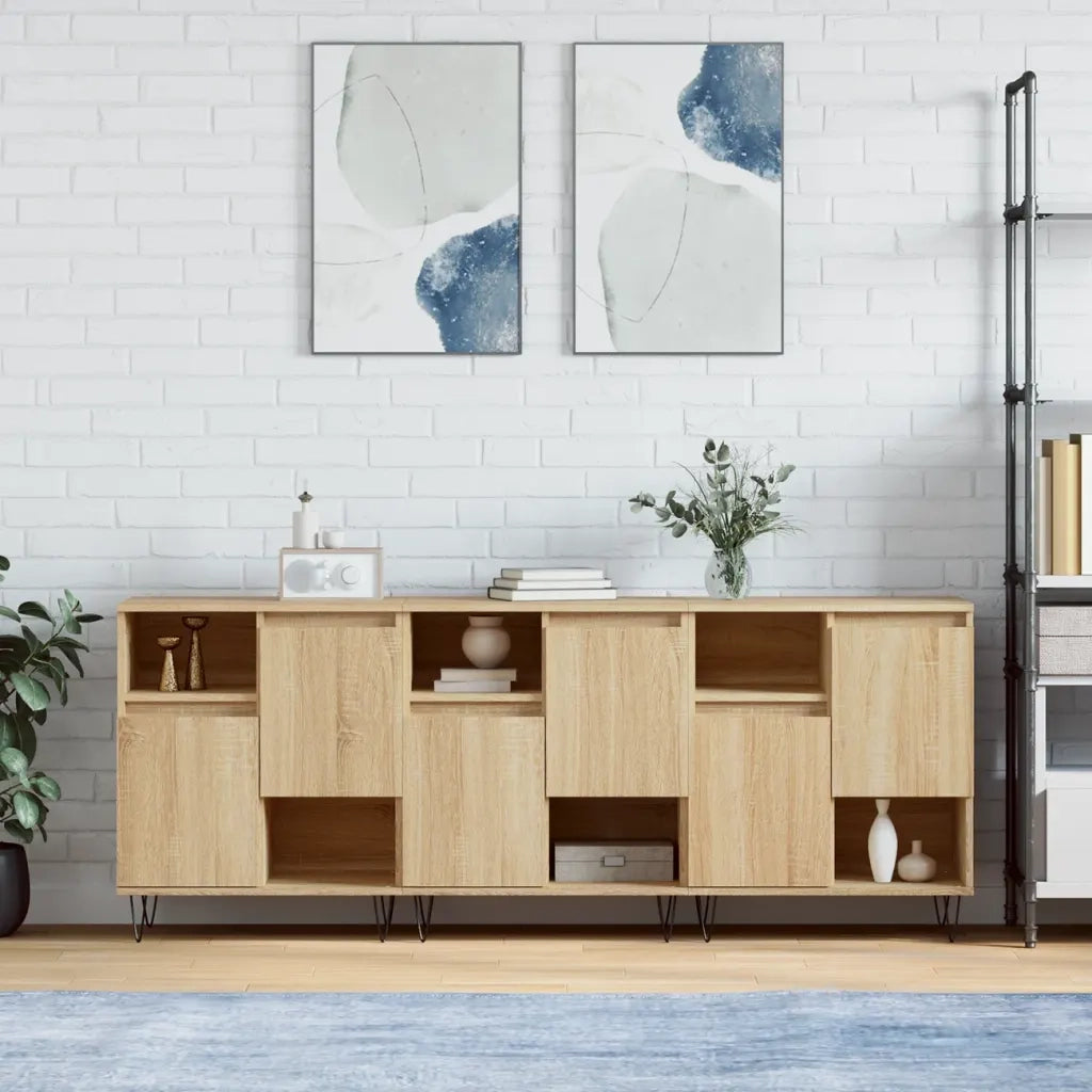 Credenze 3 pz | Madia | Buffet da pranzo | Armadio da pranzo Rovere Sonoma in Legno Multistrato