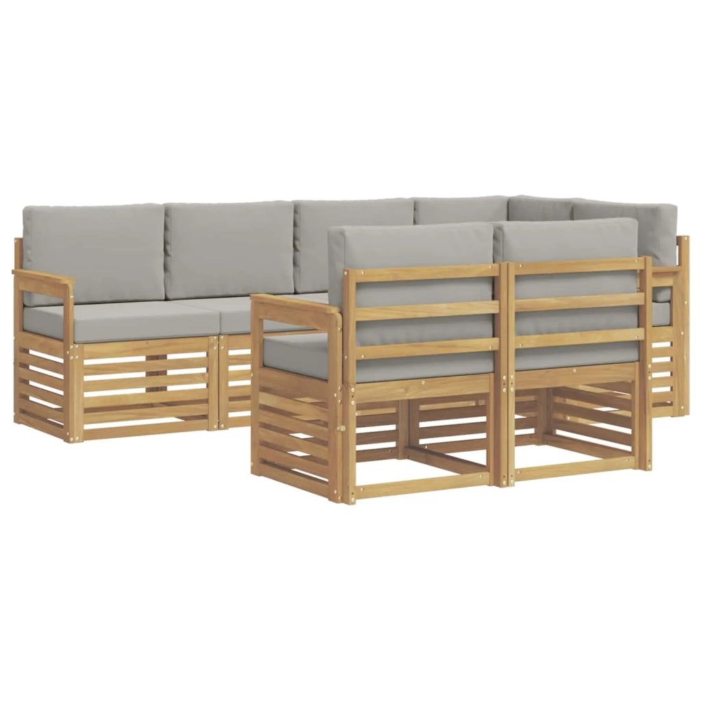 Set di divani da esterno 7 pcs Bianco e Grigio Chiaro