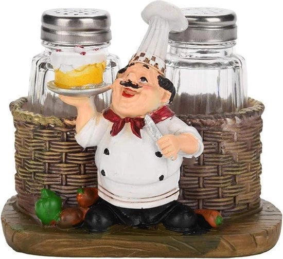 Statua di Cucina Arte Artigianale Decorazione Casa Bar Ristorante Fusto Sale e Pepe Stand di Vetro - Aggiungi Figura di Cucina - spedizione rapida