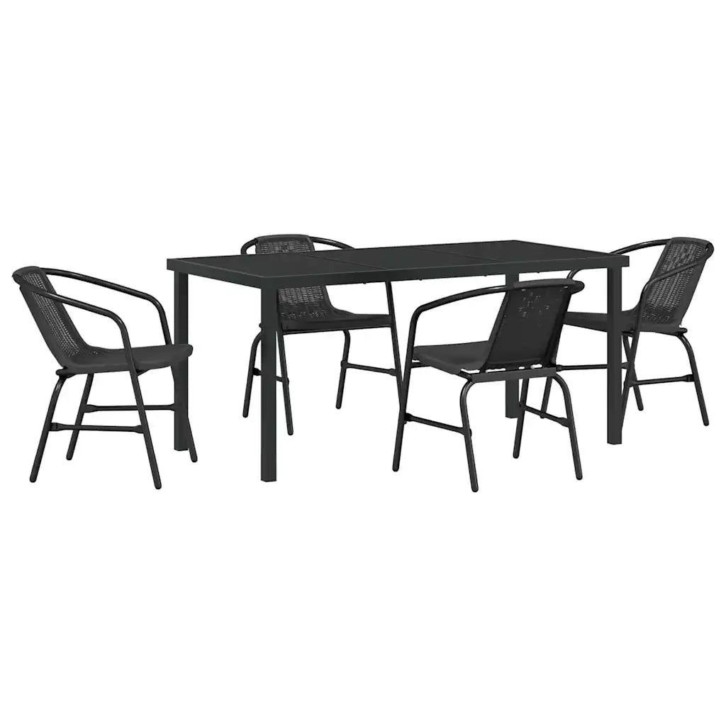 Set da Pranzo per Giardino 5 pcs Nero