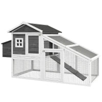 Gabbia per Galline o Anatre, Pollaio Prefabbricato in Legno con Tetto Impermeabile, 178x95x100 cm, Grigio