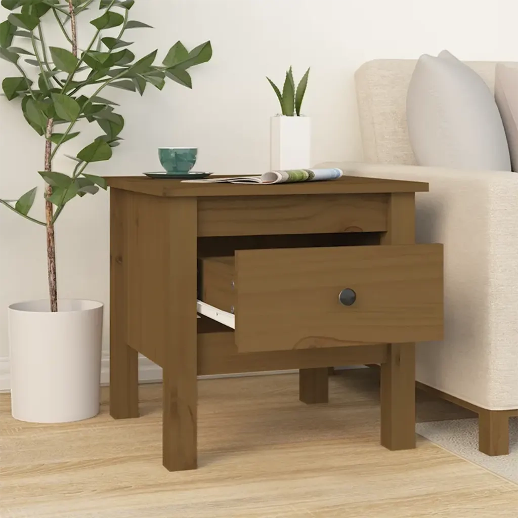 Tavolini 2 pz Ambrati 40x40x39 cm Legno Massello di Pino 813791