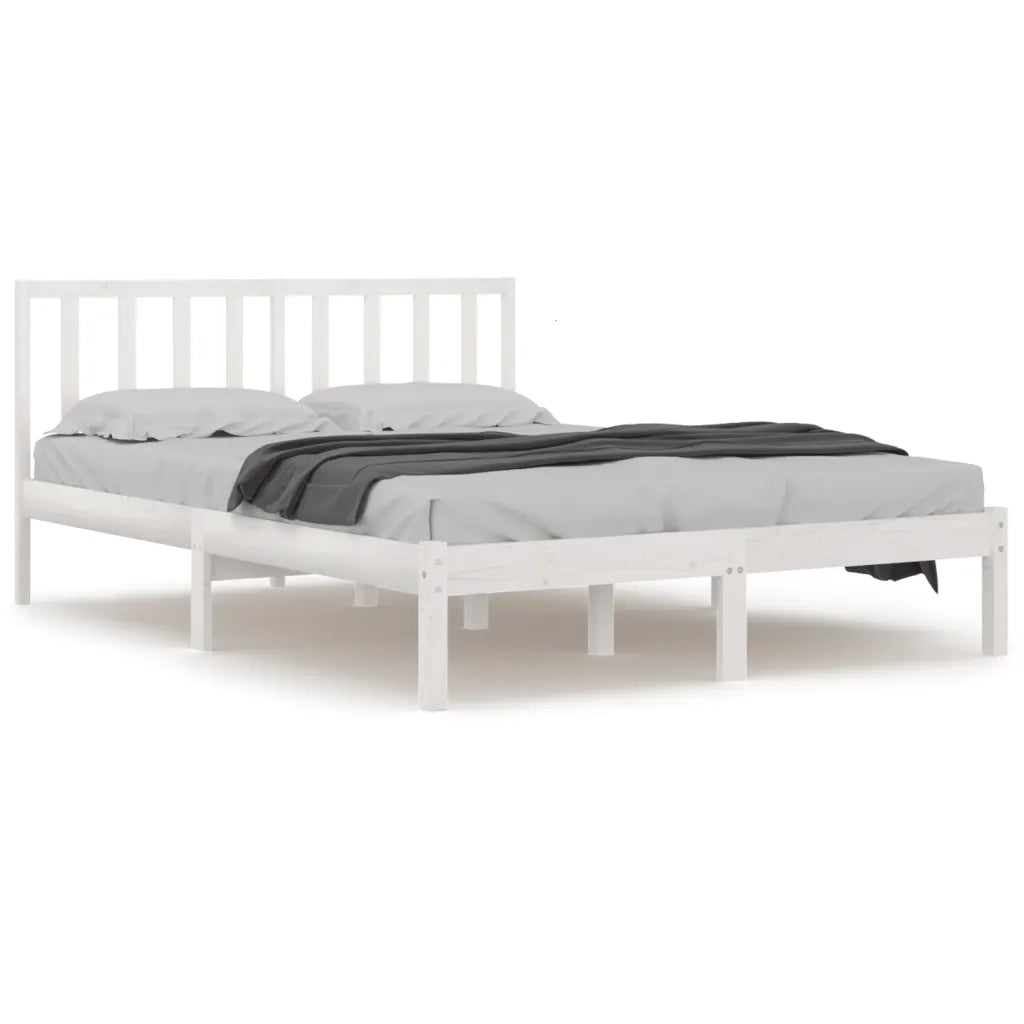 Giroletto-Struttura Letto Bianco in Legno Massello di Pino 200x200 cm 457507