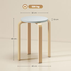 Set 4 Sgabelli Rotondi e Impilabili Ø40x45 cm in Legno Grigio