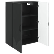 Armadietto a Muro | Mobiletto a muro Nero 66 x 34,5 x 90 cm Legno ingegnerizzato