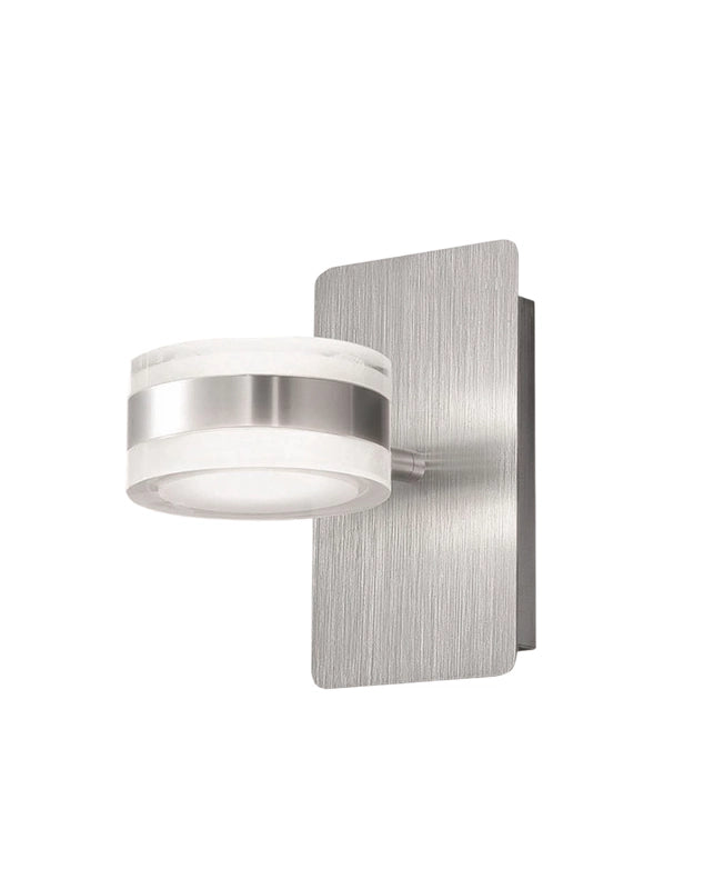 Dunk - Lampada da muro rotonda 2 luci Fabas Luce - Applique LED 16W dimmerabile - Alluminio Spazzolato