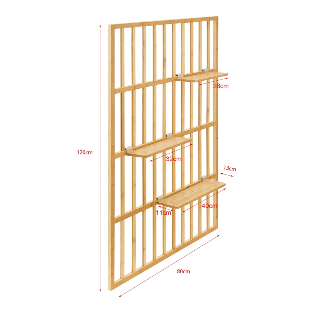 Scaffale dal design senza tempo per soggiorno/camera da letto mobiletto portaoggetti da parete 120 x 80 x 13 cm bambù naturale 03_0011277