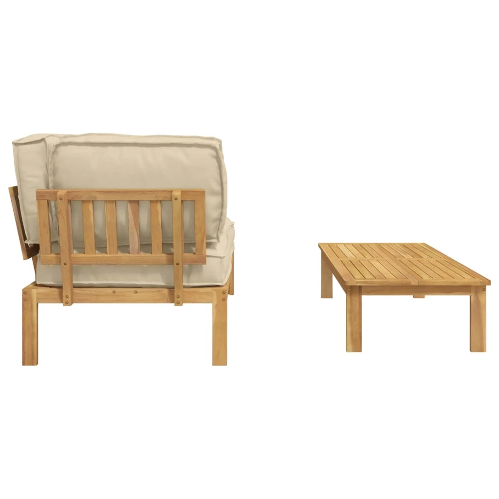 Set di divani con cuscino 2 pcs Beige Legno di Acacia Massello 3418189