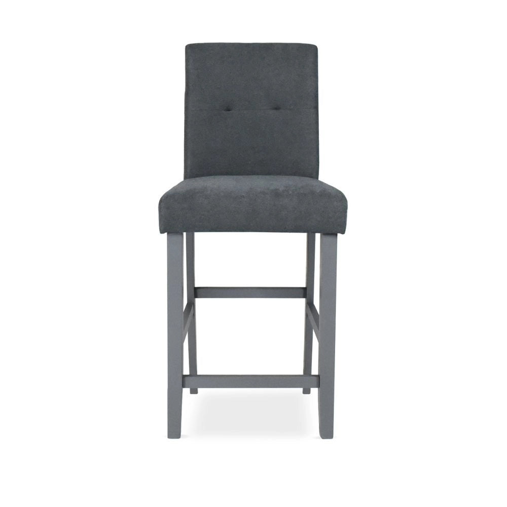 Sgabello Alex in legno colore grigio con seduta in tessuto grigio