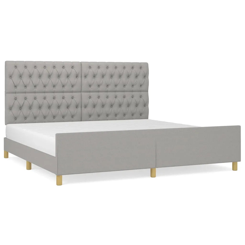 Letto matrimoniale | Letto per adulti | Giroletto con Testiera Grigio Chiaro 200x200 cm in Tessuto