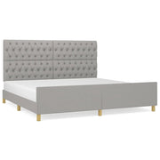 Letto matrimoniale | Letto per adulti | Giroletto con Testiera Grigio Chiaro 200x200 cm in Tessuto