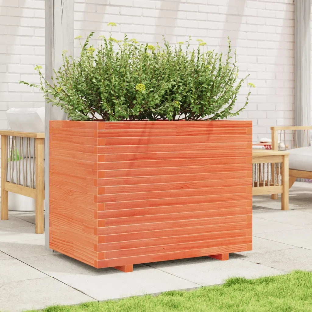 Fioriera Giardino Marrone Cera 90x60x72,5cm Legno Massello Pino