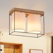 ZMH Lampada da soffitto vintage 2 fiamma E14 paralume tessuto industriale per soggiorno