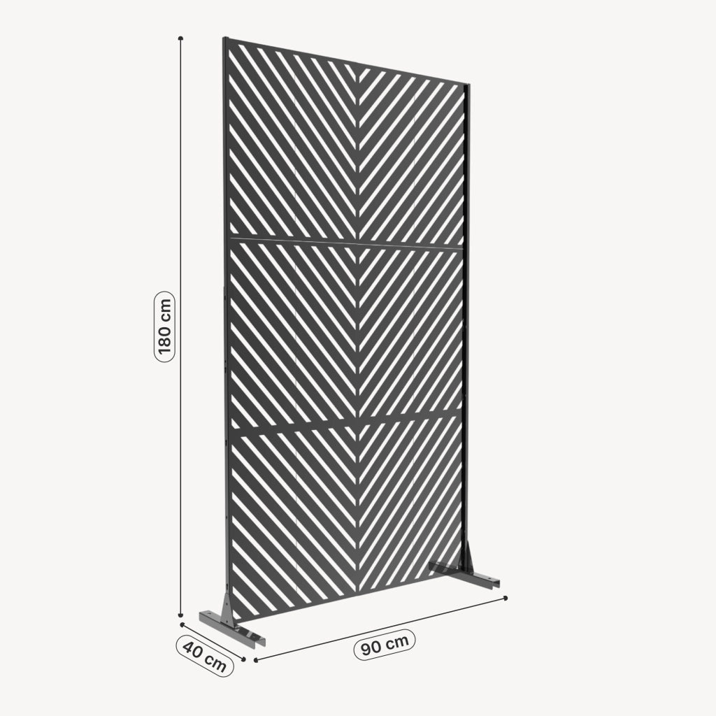 Pannello Divisorio Kekan con Struttura Decorativa in Acciaio 180 x 90 cm - Nero casa.pro