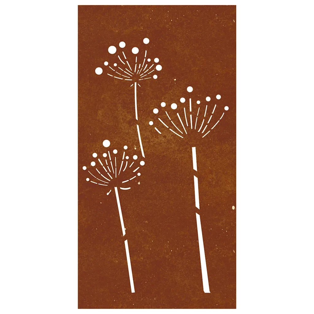 Decorazione Muro da Giardino 105x55 cm Fiore in Acciaio Corten 824486