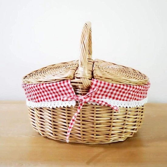 Ovale wicker picknick mand con coperchio e manico - Ovale wicker picknick mand per matrimonio e feste