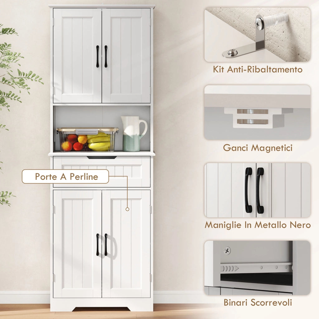 Credenza Cucina con Ante e Cassetto, Bianco ¨C zephmum ¨C 80x85x40
