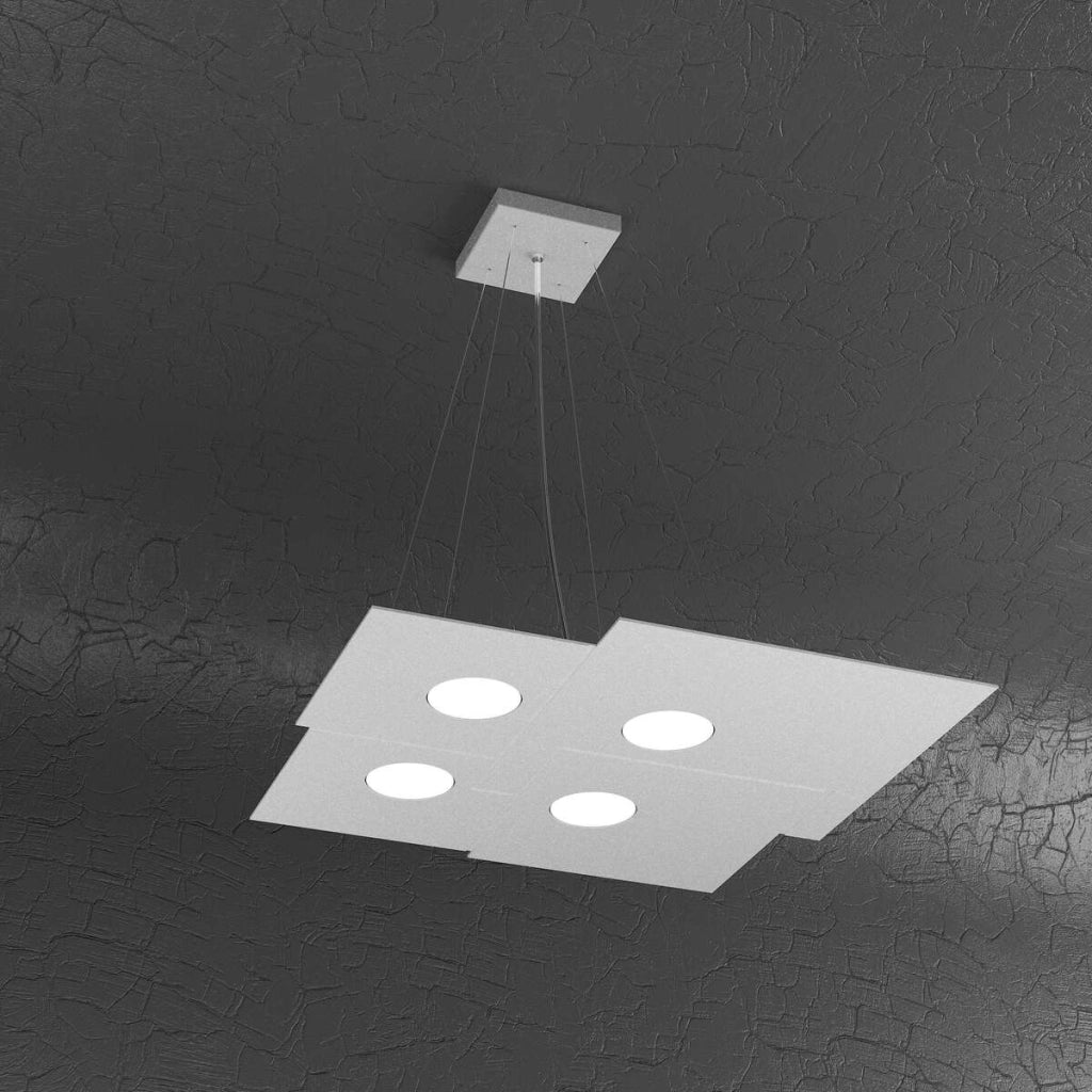 PLATE SOSPENSIONE 4 LUCI ATTACCO GX53 QUADRA GRIGIO