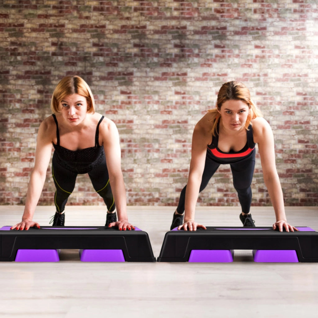 Step per aerobica con altezza regolabile e cuscinetti antiscivolo-Step fitness leggero per casa e palestra Viola