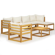 Mobili da giardino mobili da esterno Set di mobili da 7 pezzi con cuscino color crema in legno massello di acacia 02_0017060