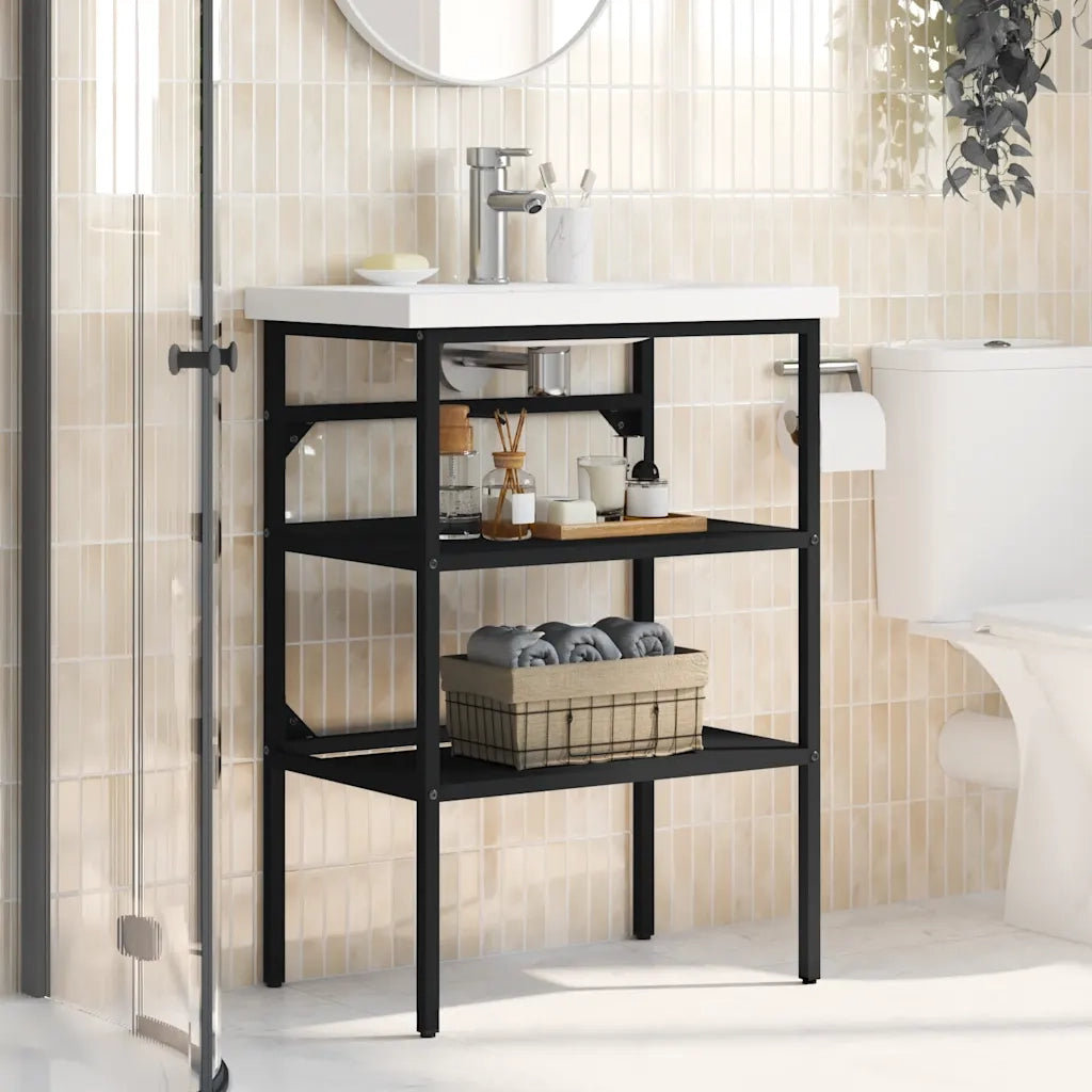 Struttura per Lavabo da Bagno Nera 59x38x83 cm in Ferro CFW7696475