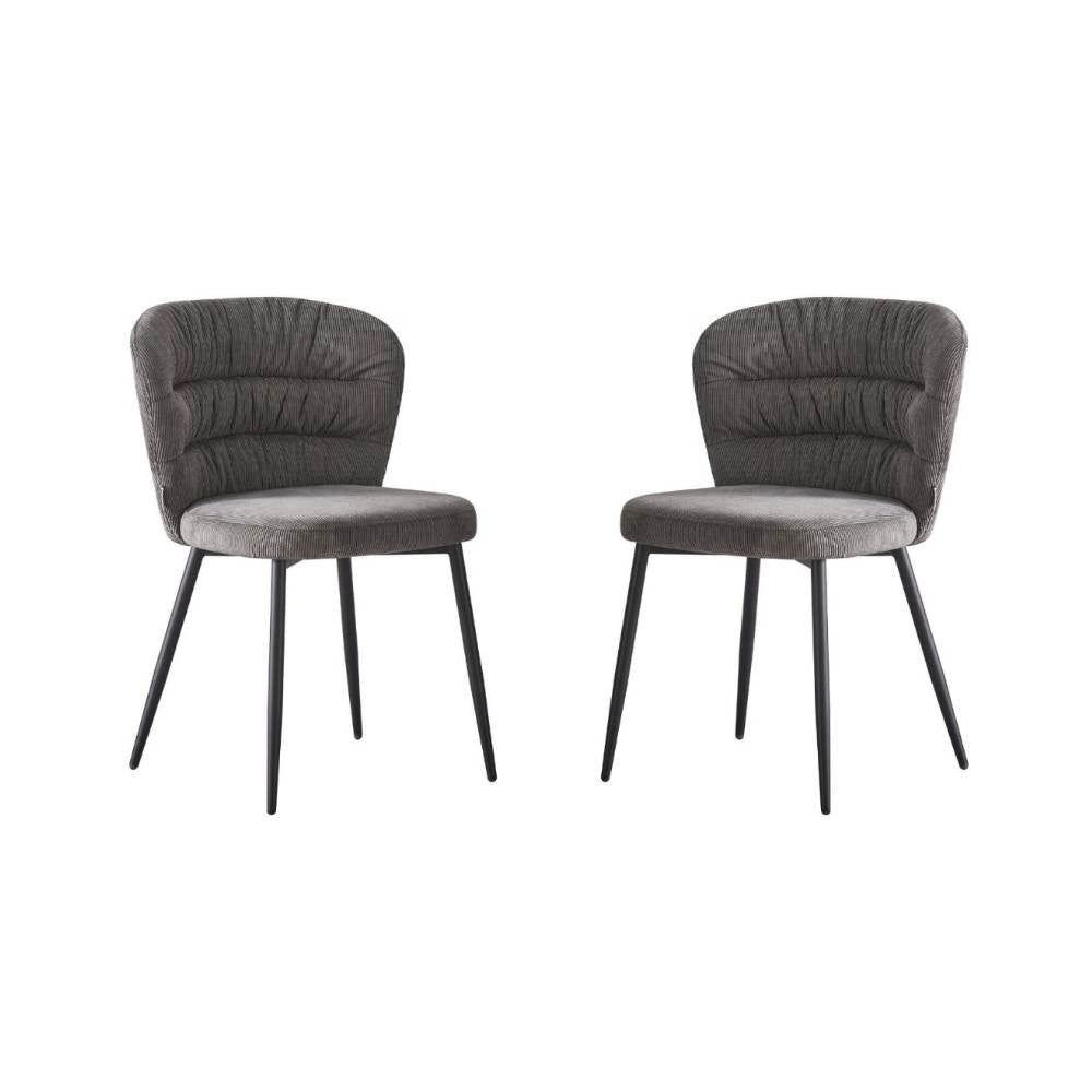 Set 4 Sedia con schienale avvolgente tessuto grigio Klontar