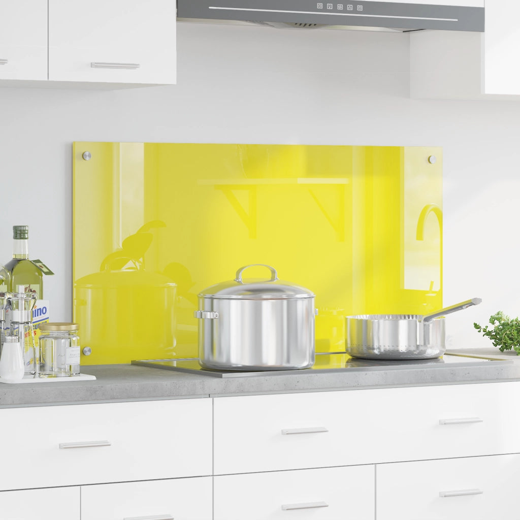 Schienale da cucina  Giallo 100x50x0,6 cm in vetro temperato