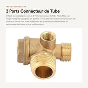 Terugslagklep in rame 10x16x20mm - Terugslagklep per compressore d'aria - Viti a vite esterne - Pressione normale - Leggero 81g - Tre connessioni - Valvola di scarico