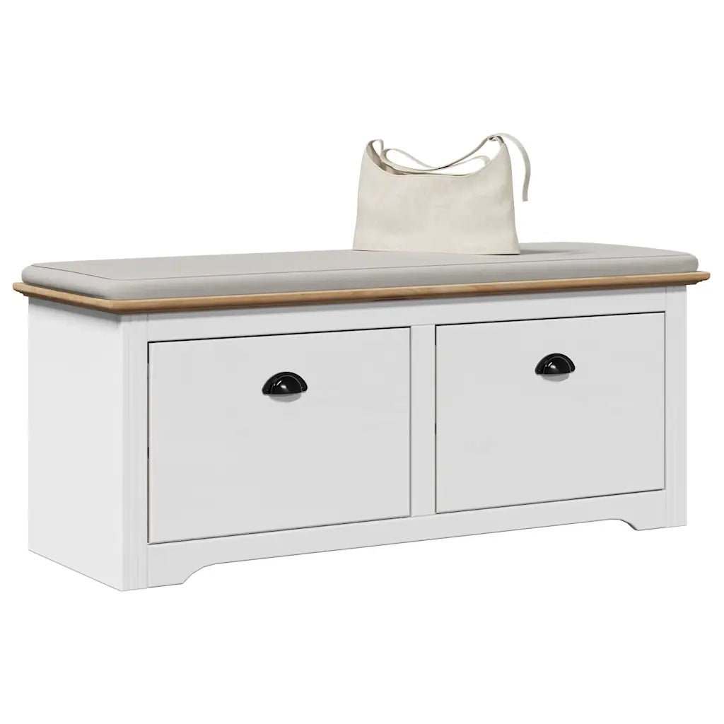 vidaXL Panca da Ingresso BODO Bianca e Marrone 114x40x45 cm