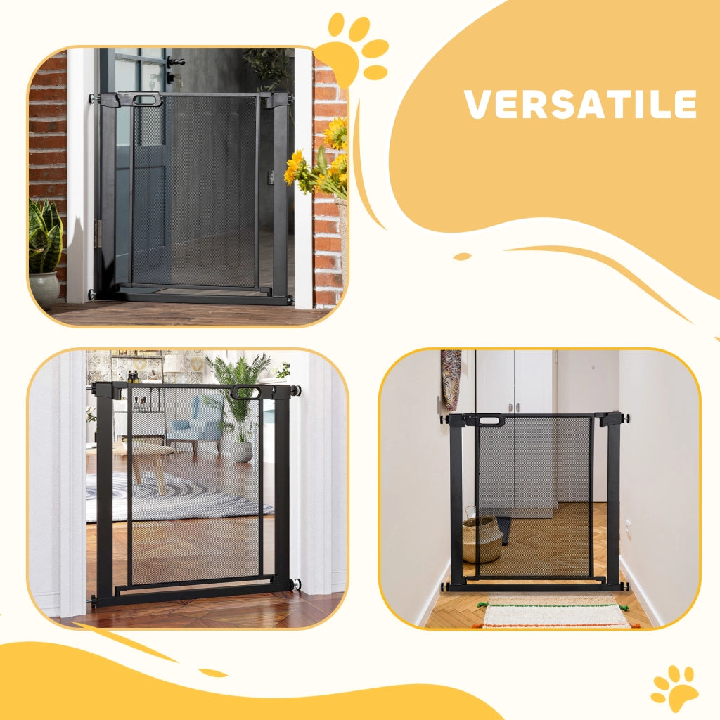 Cancellino per Cani Estensibile a Pressione 75-82x76 cm con Chiusura Automatica in Acciaio e ABS Nero