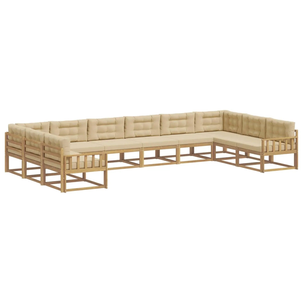 Set di divani da esterno con cuscino 10 pcs Bianco e Beige