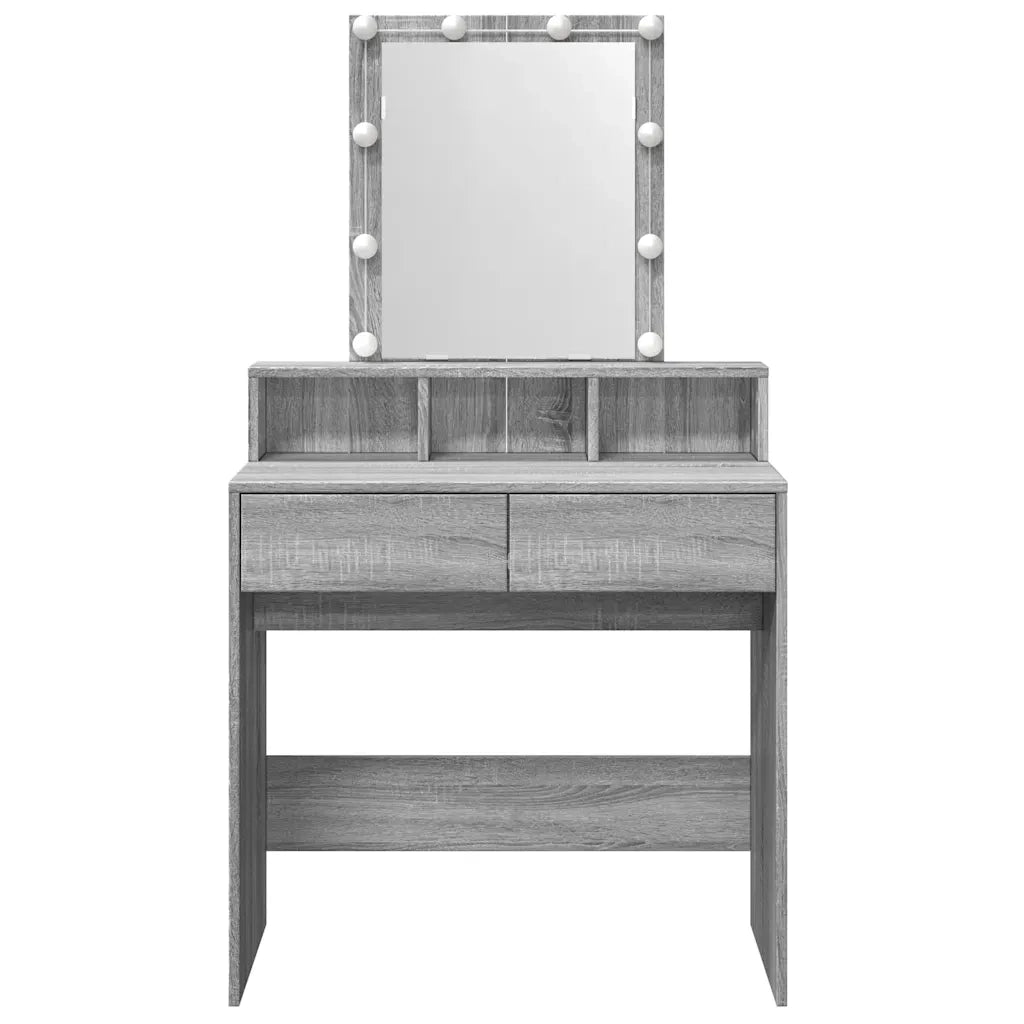 Toeletta | Tavolo da Trucco con LED Grigio Sonoma 80x41x144,5 cm