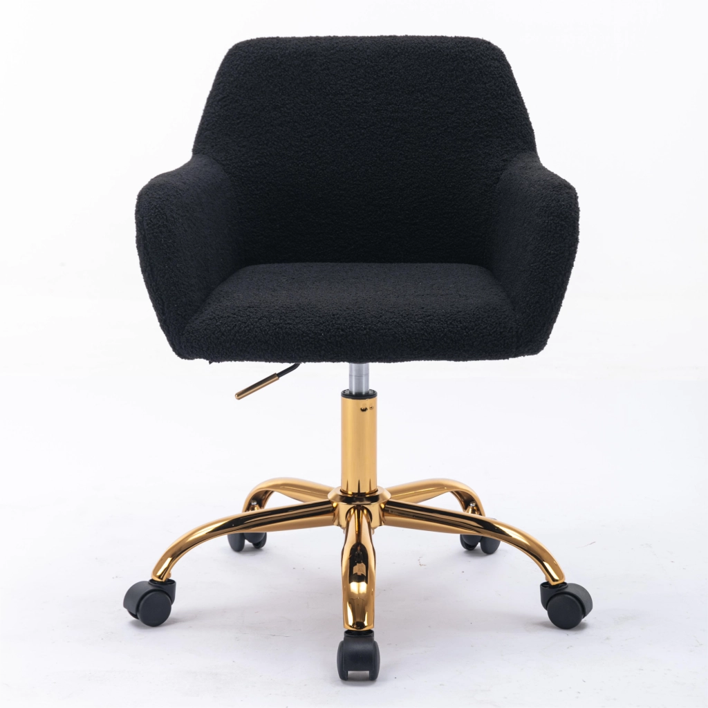 SEDIA Girevole Regolabile in Altezza in Faux Fur Nero