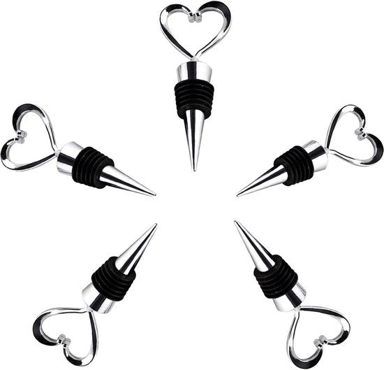 Stopperi a forma di cuore, 5 pezzi stopperi a forma di cuore stopperi per bottiglia in acciaio inossidabile, set di stopperi per bottiglia riutilizzabili per vino champagne vino spumante birra conservazione