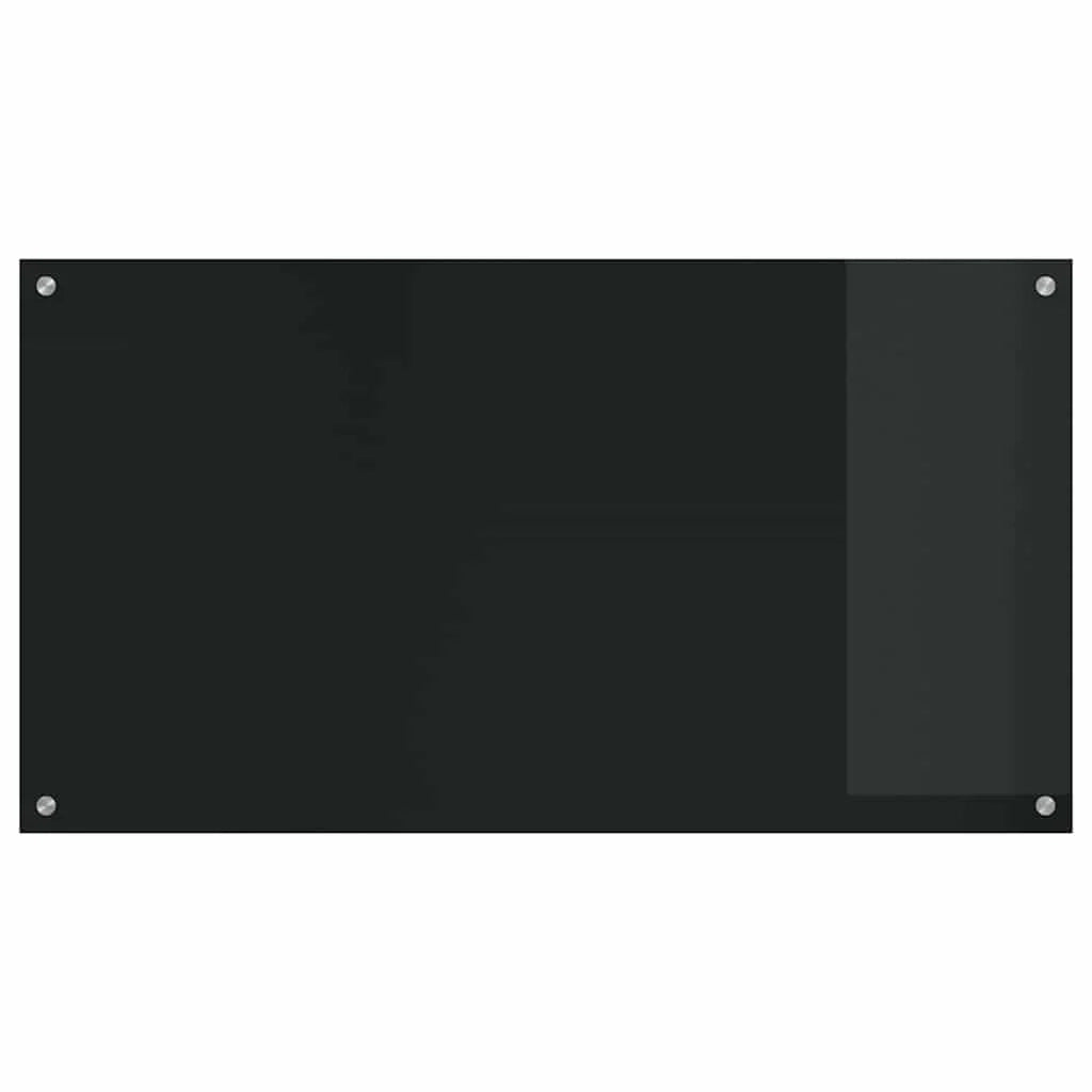 Set di 2 paraschizzi moderni per cucina 110 x 60 cm resistenti al calore facili da installare vetro nero 02_0056267