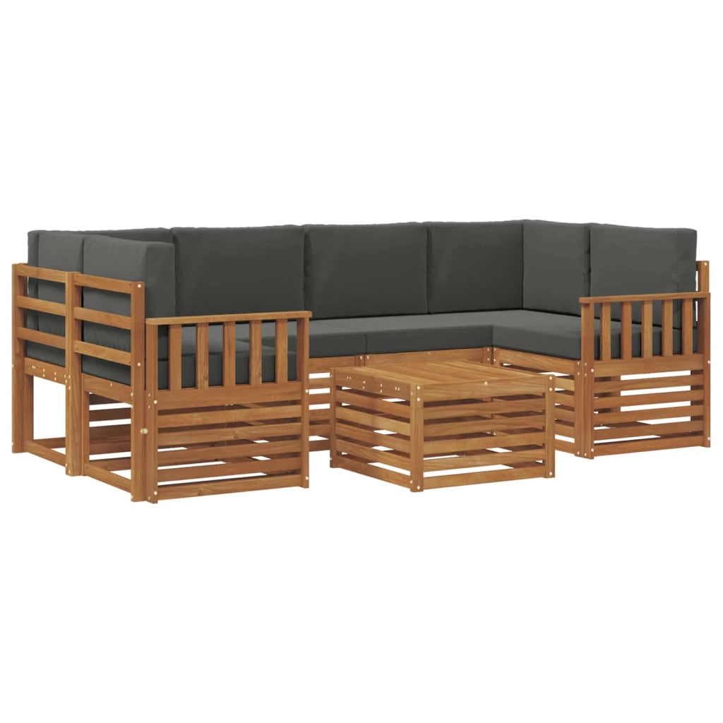Set di divani da esterno con cuscino 7 pcs Naturale e Antracite