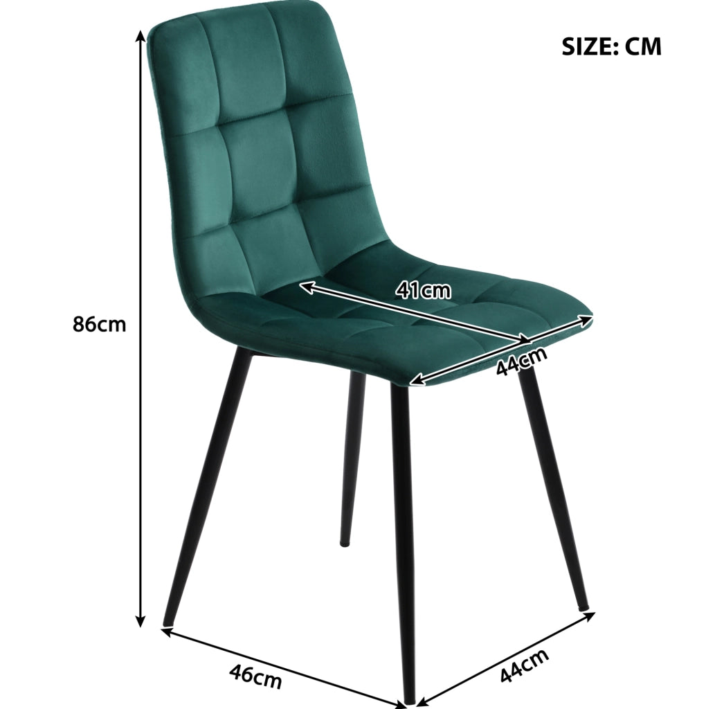 Set tavolo da pranzo 5 pezzi 117x68x75 cm MDF noce, velluto verde scuro