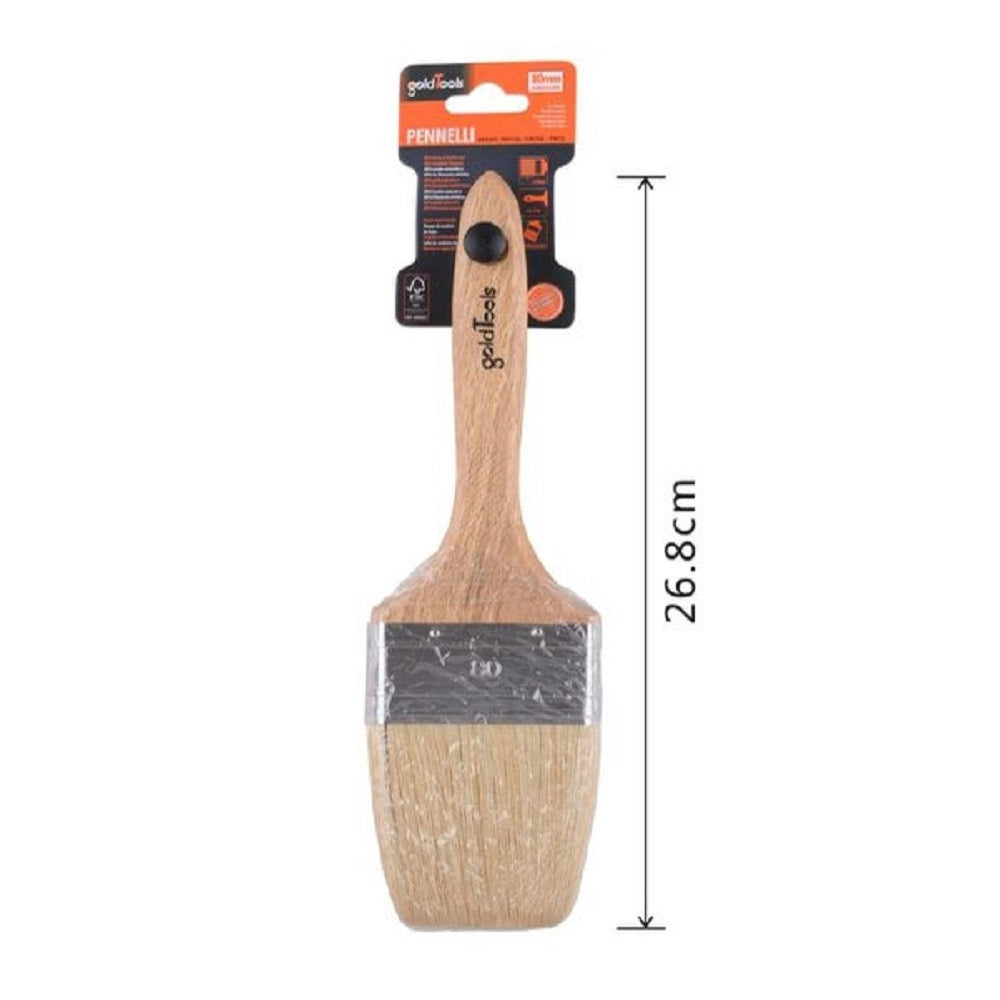 Trade Shop - Pennello Piatto 26.8 Cm Con Manico In Legno Setole Morbide Pittura Vernice 90208 -